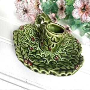 Vintage Holly & Berry Candleholder RB Japan 1384 PAIR